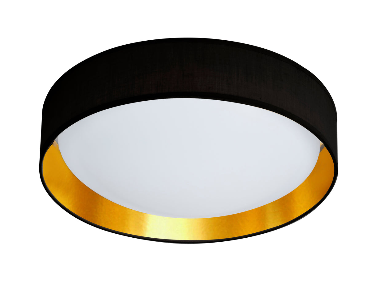 Searchlight Electric Gianna Flush - Black Fabric, Gold Inner & Acrylic Diffuser 9371-50BGO