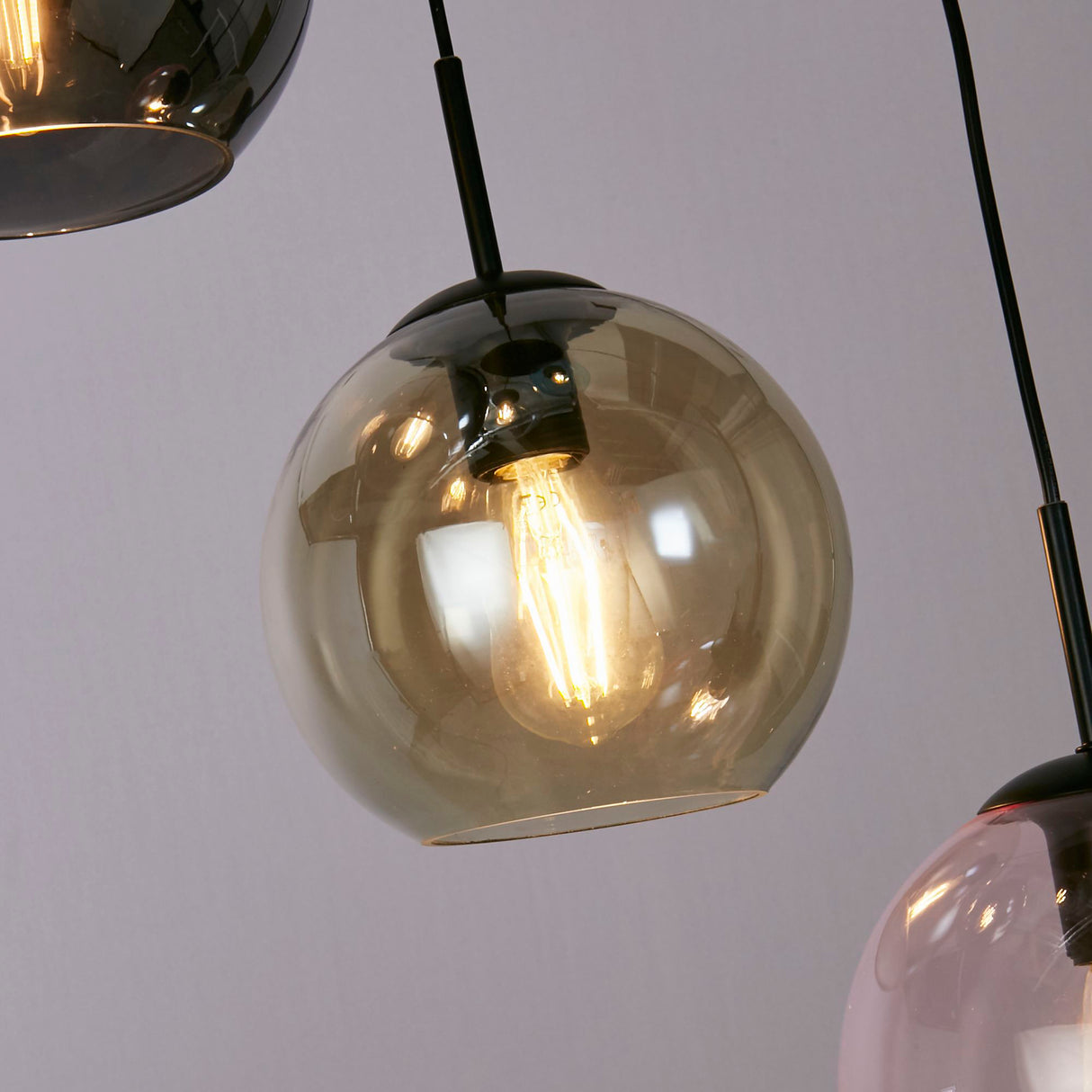 Searchlight Electric Mardi Gras II 5Lt Pendant - Black Metal & Coloured Glass 94005-5BK