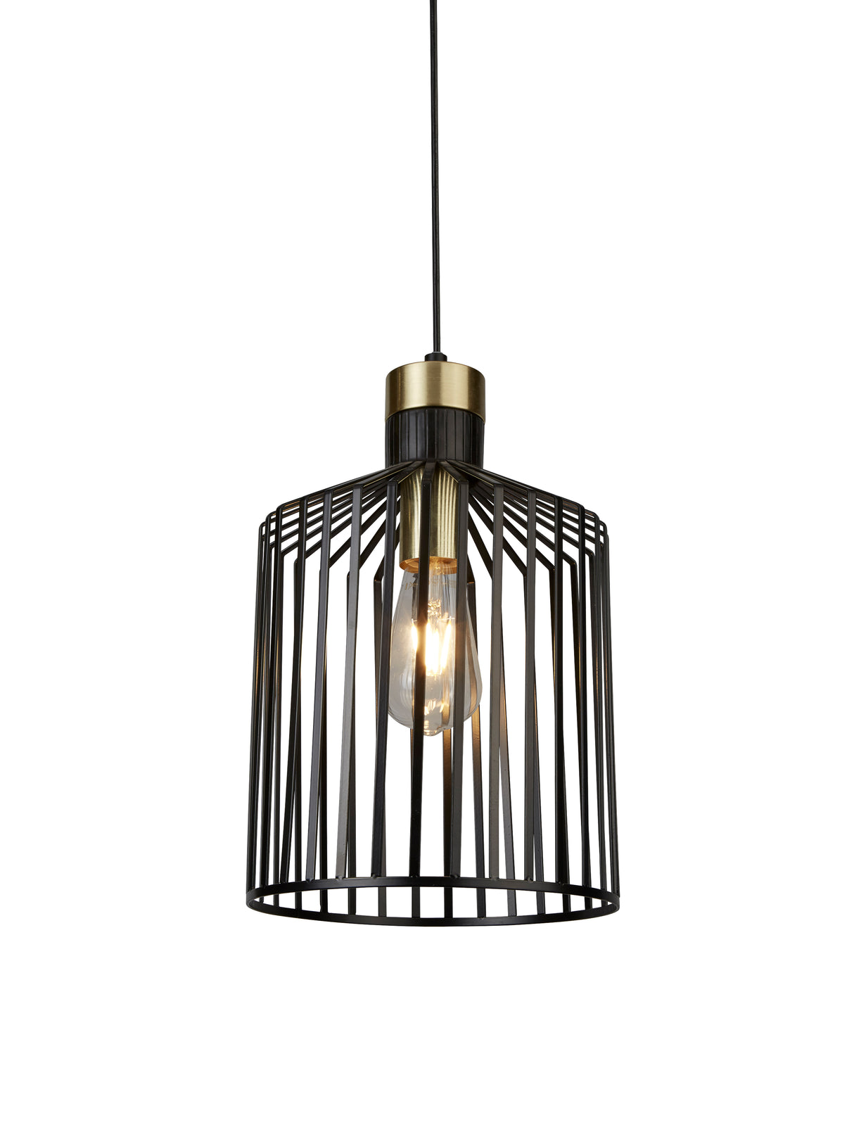 Bird Cage Pendant - Black & Satin Brass Metal