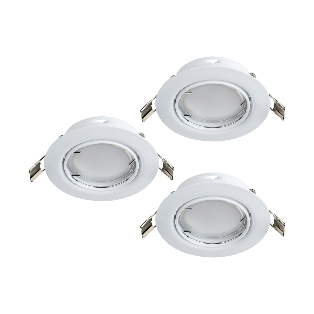 Eglo EU PENETO Recessed Ceiling Light – White Steel, Triple GU10 LED, High Output Warm White Downlight