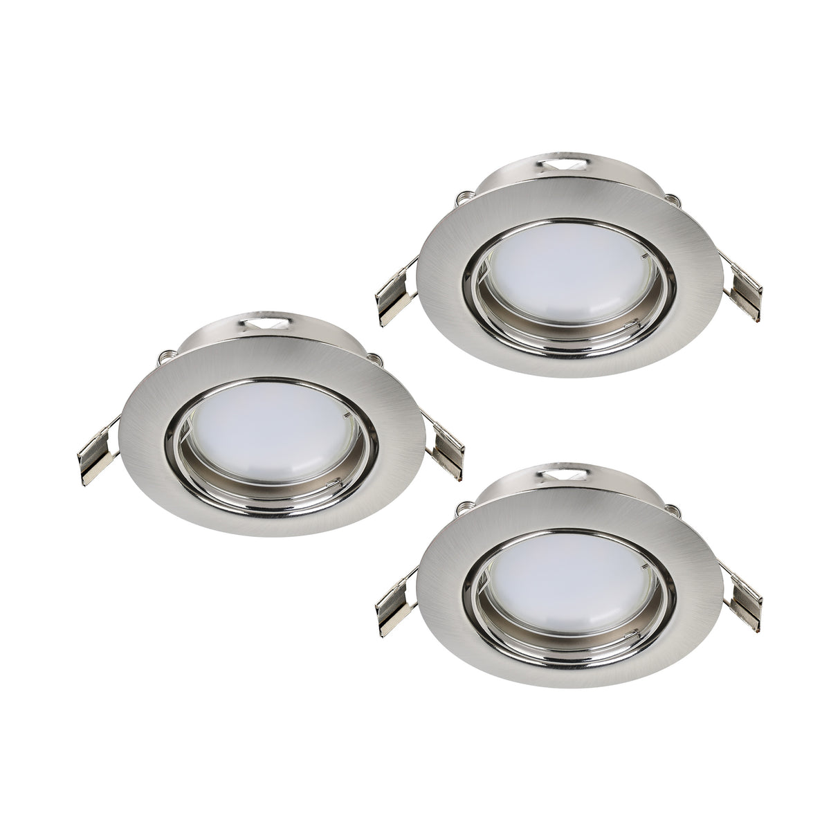 Eglo EU PENETO Recessed Ceiling Light – Satin Nickel Steel, Triple GU10 LED, High Output Warm White Downlight