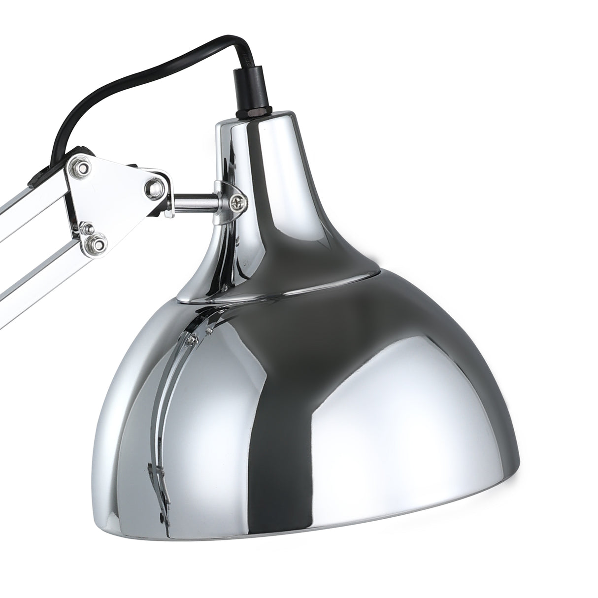Eglo EU BORGILLIO Table Lamp – Chrome Steel Desk Light, E27, Inline Switch, Office Lighting