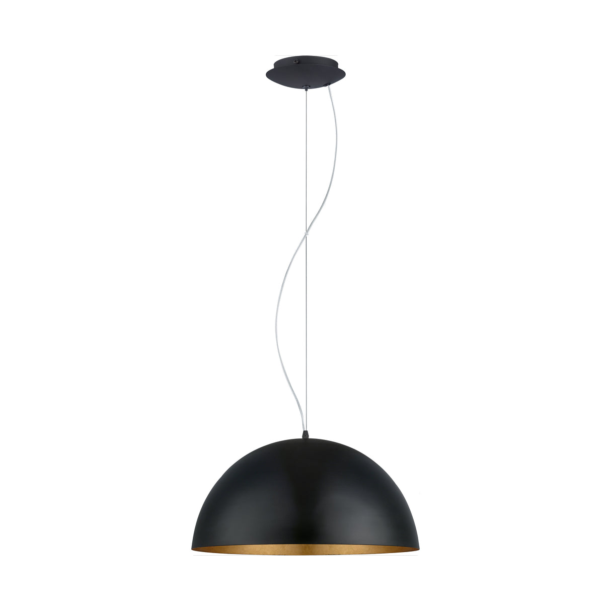 Eglo EU Gaetano 1 Black & Gold Steel Dome Pendant Light, 53cm