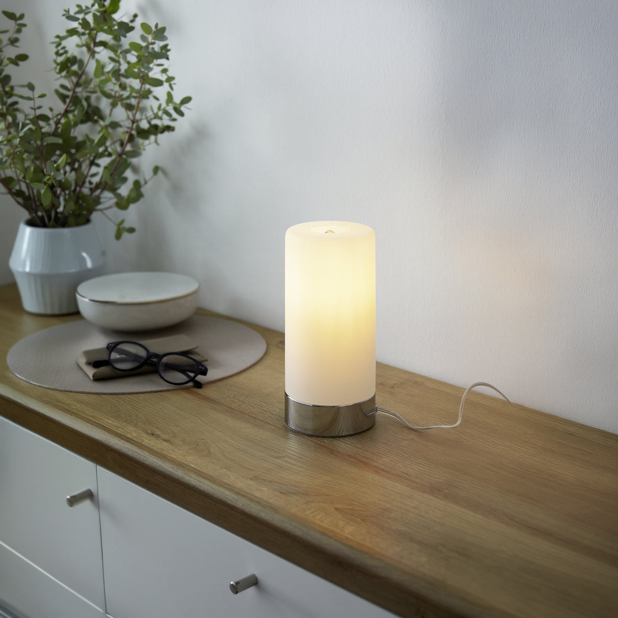 Eglo EU Damasco 1 Table Lamp – White & Chrome Steel 10cm