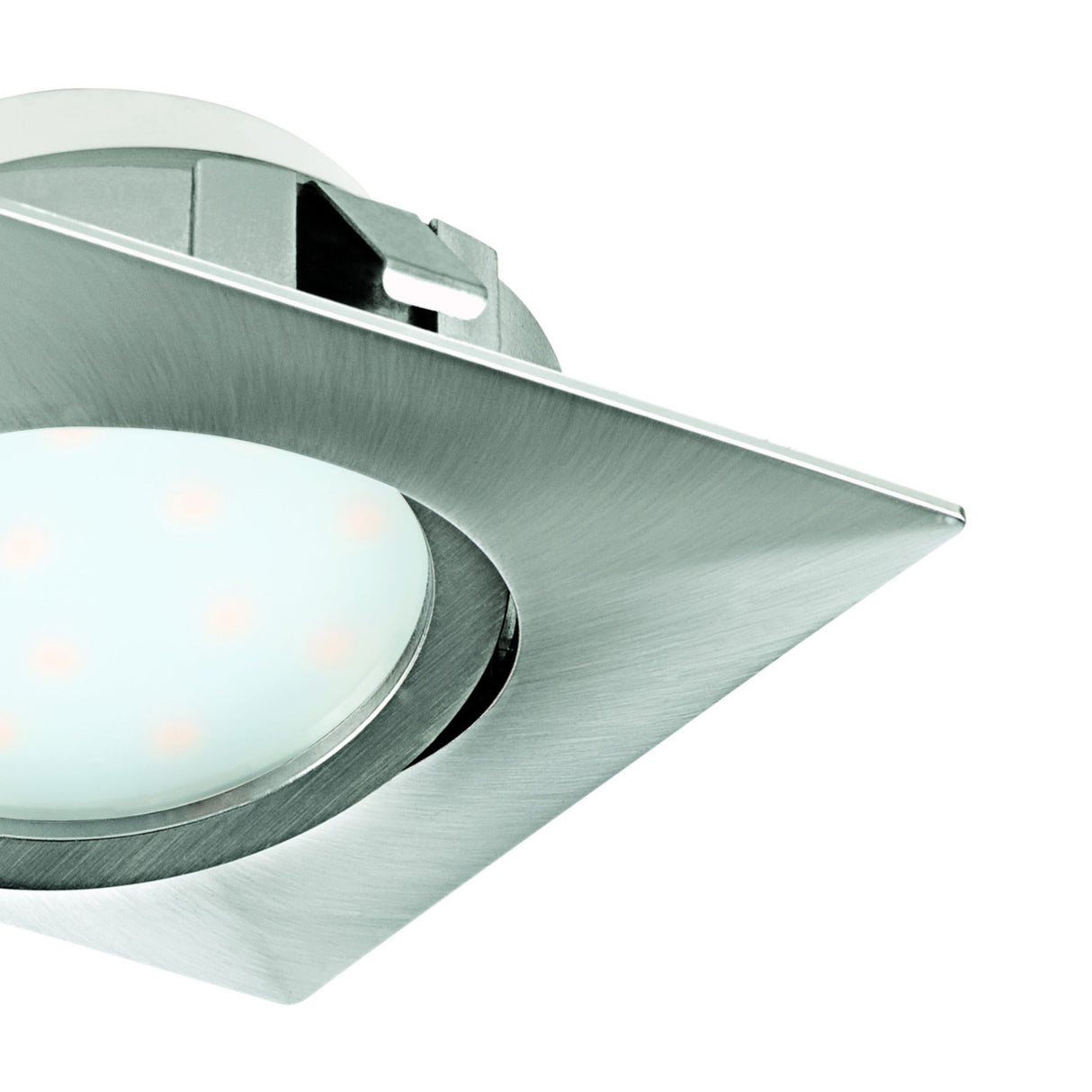 Eglo EU Pineda LED Plastic Satin Nickel Square Recessed Light, 8.4cm, 3000K