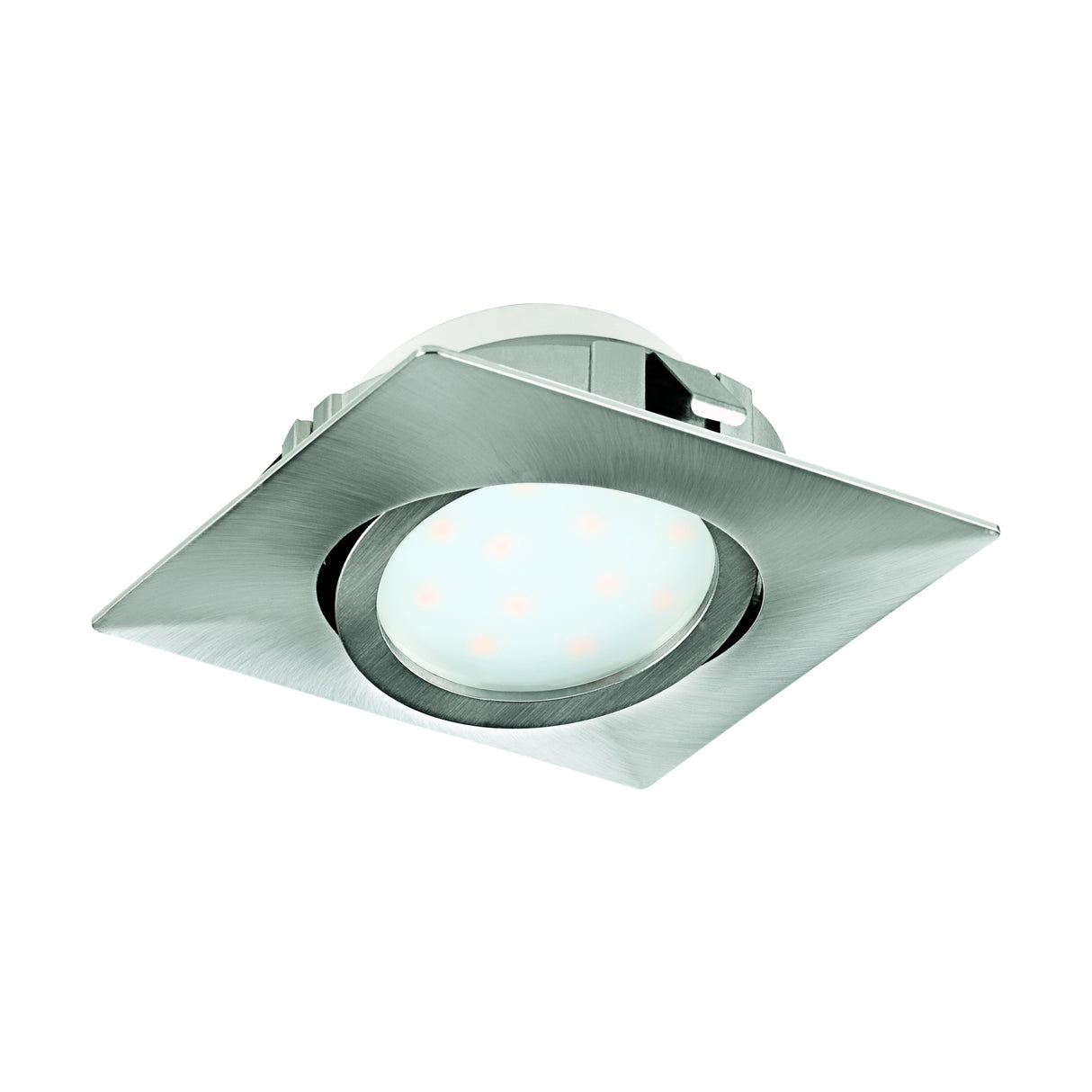 Eglo EU Pineda LED Plastic Satin Nickel Square Recessed Light, 8.4cm, 3000K
