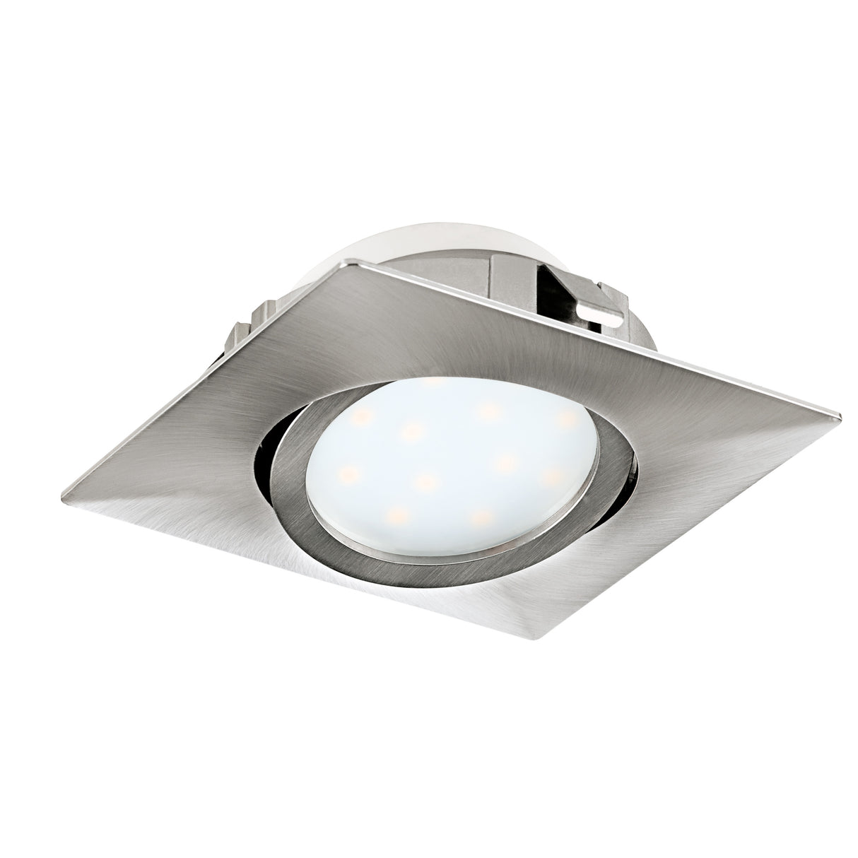 Eglo EU Pineda Plastic Satin Nickel LED Sqaure Set of 3 Recessed Lights, 8.4cm, 3000K