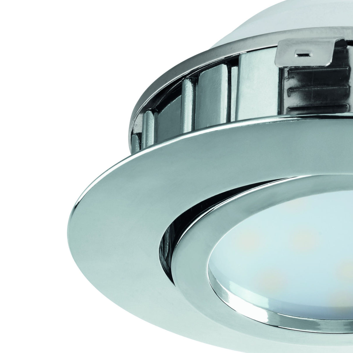Eglo EU Pineda LED Plastic Chrome Round Recessed Light, 8.4cm, 3000K