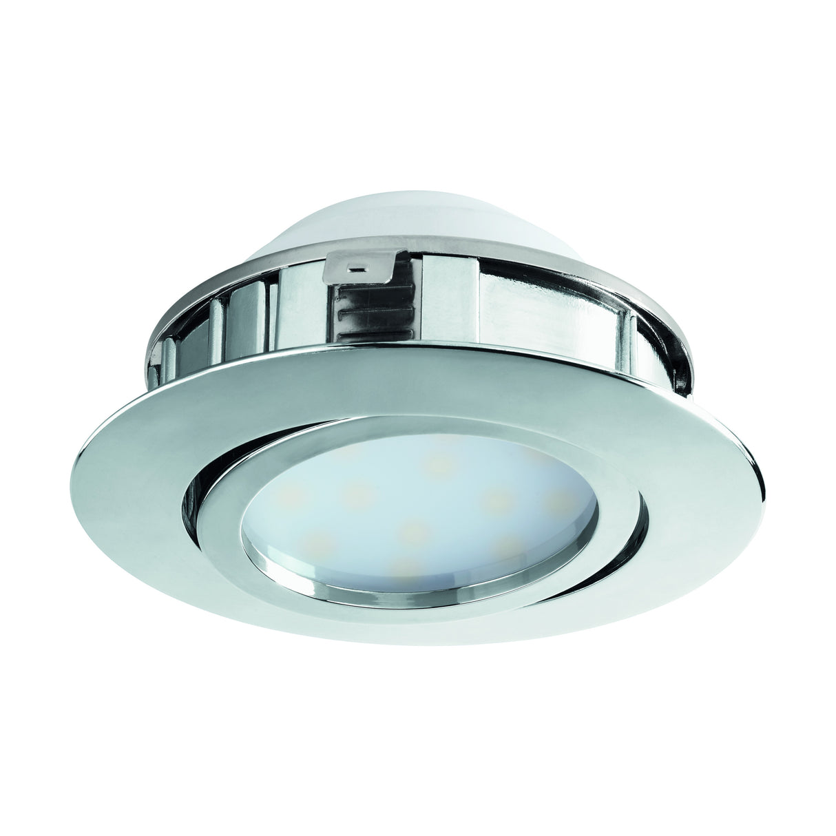 Eglo EU Pineda LED Plastic Chrome Round Recessed Light, 8.4cm, 3000K