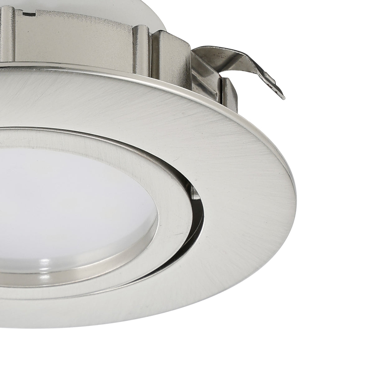 Eglo EU Pineda LED Plastic Satin Nickel Round Recessed Light, 8.4cm, 3000K