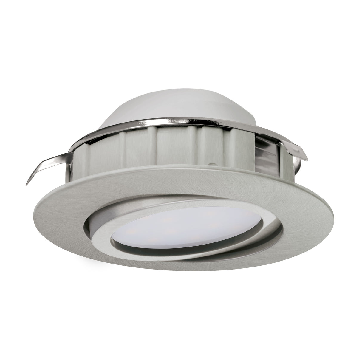 Eglo EU Pineda LED Plastic Satin Nickel Round Recessed Light, 8.4cm, 3000K