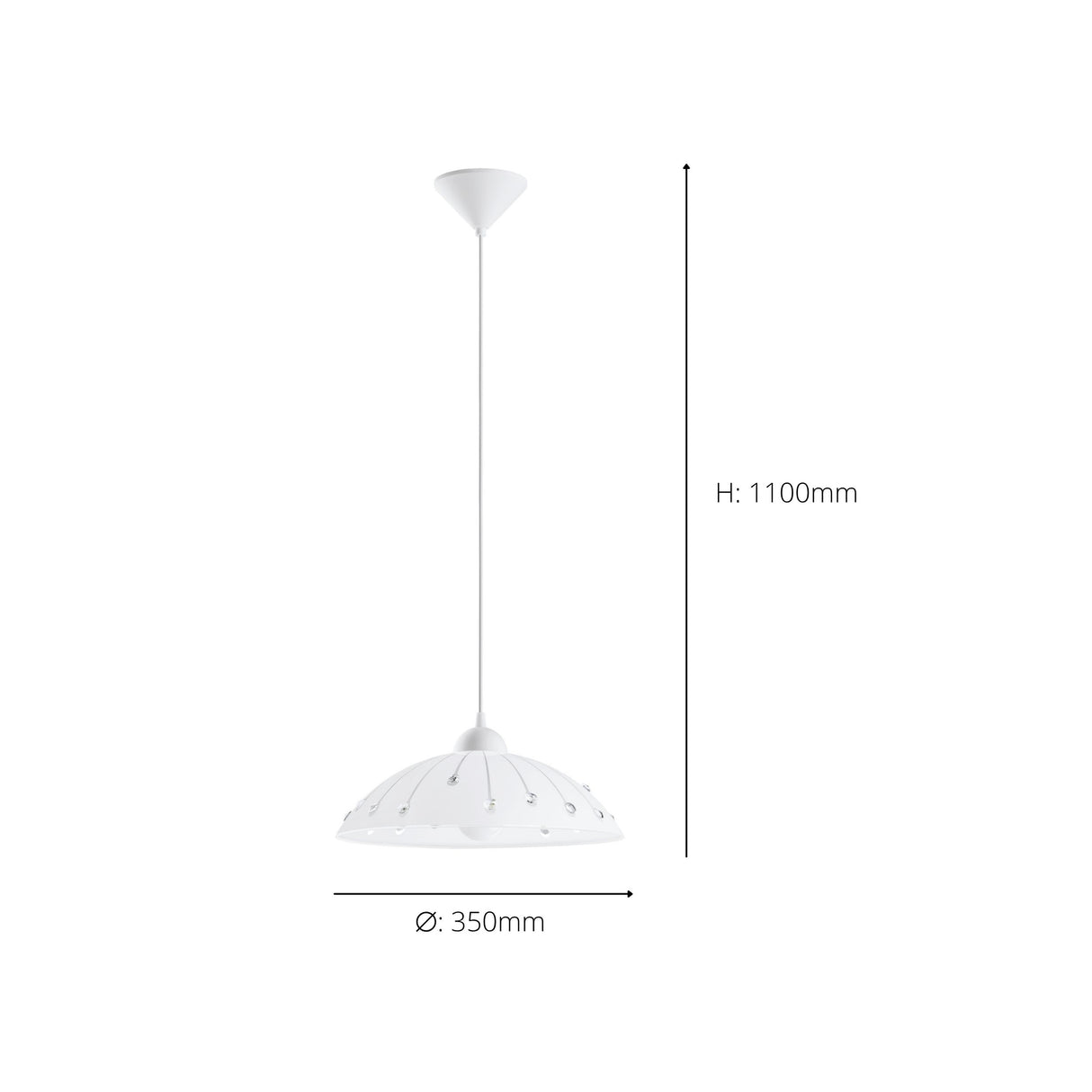 Eglo EU Vetro White Plastic & Glass Traditional Single Pendant