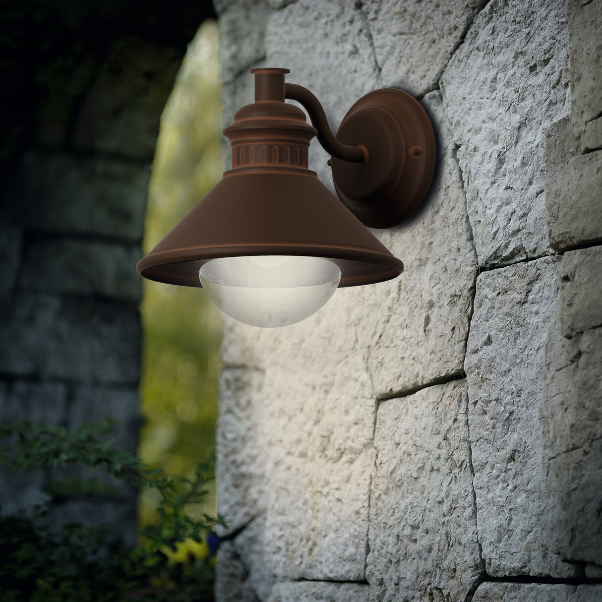 Eglo EU ALBACETE Outdoor Wall Light – Copper & Brown Zinc?Plated Steel with Bubbled Glass, E27, Exterior Lighting
