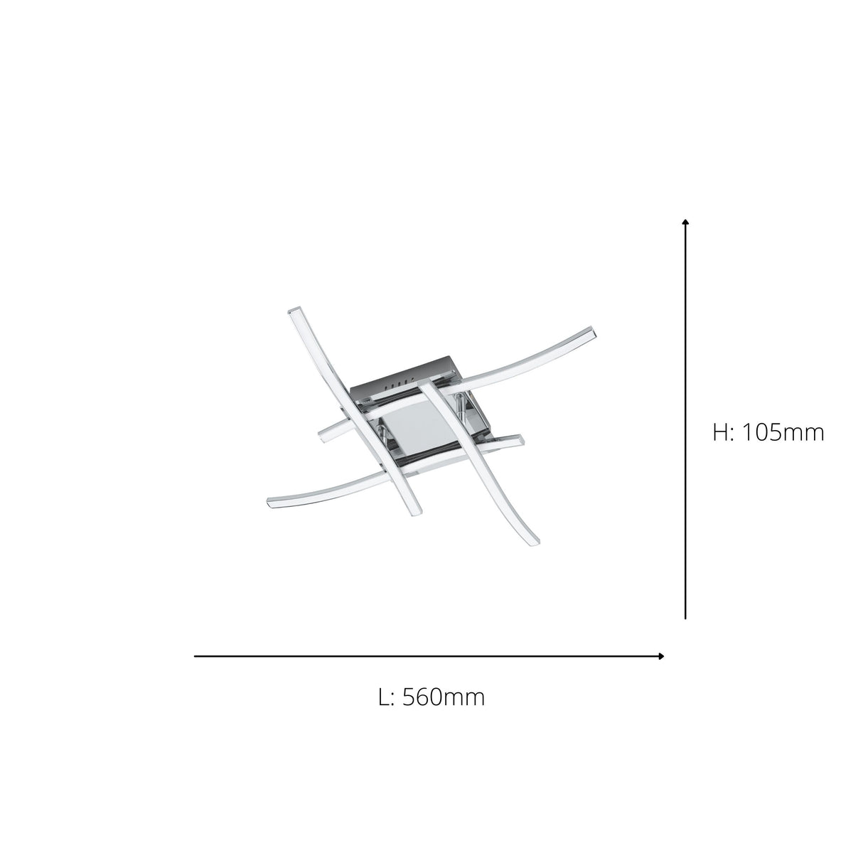Eglo EU VALMORA LED Ceiling Light – Chrome Finish, 4?Light Integrated LED, 3000K Warm White, 560mm Indoor Ceiling Lamp