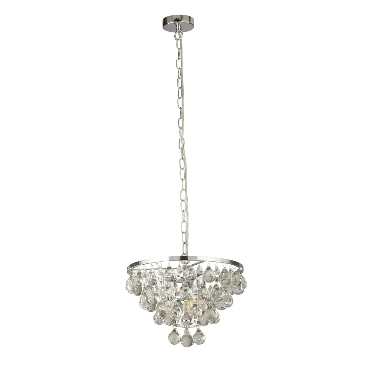 Searchlight Electric Michelle 4Lt Pendant - Chrome with Rain Drop Glass 9634-4CC