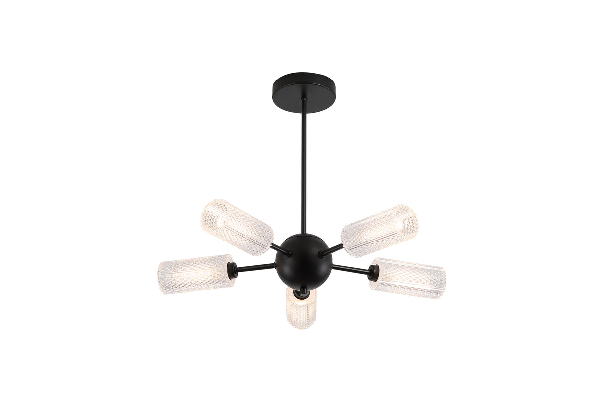 Cosmic 5Lt Semi-flush Black Metal with Textured Acrylic
