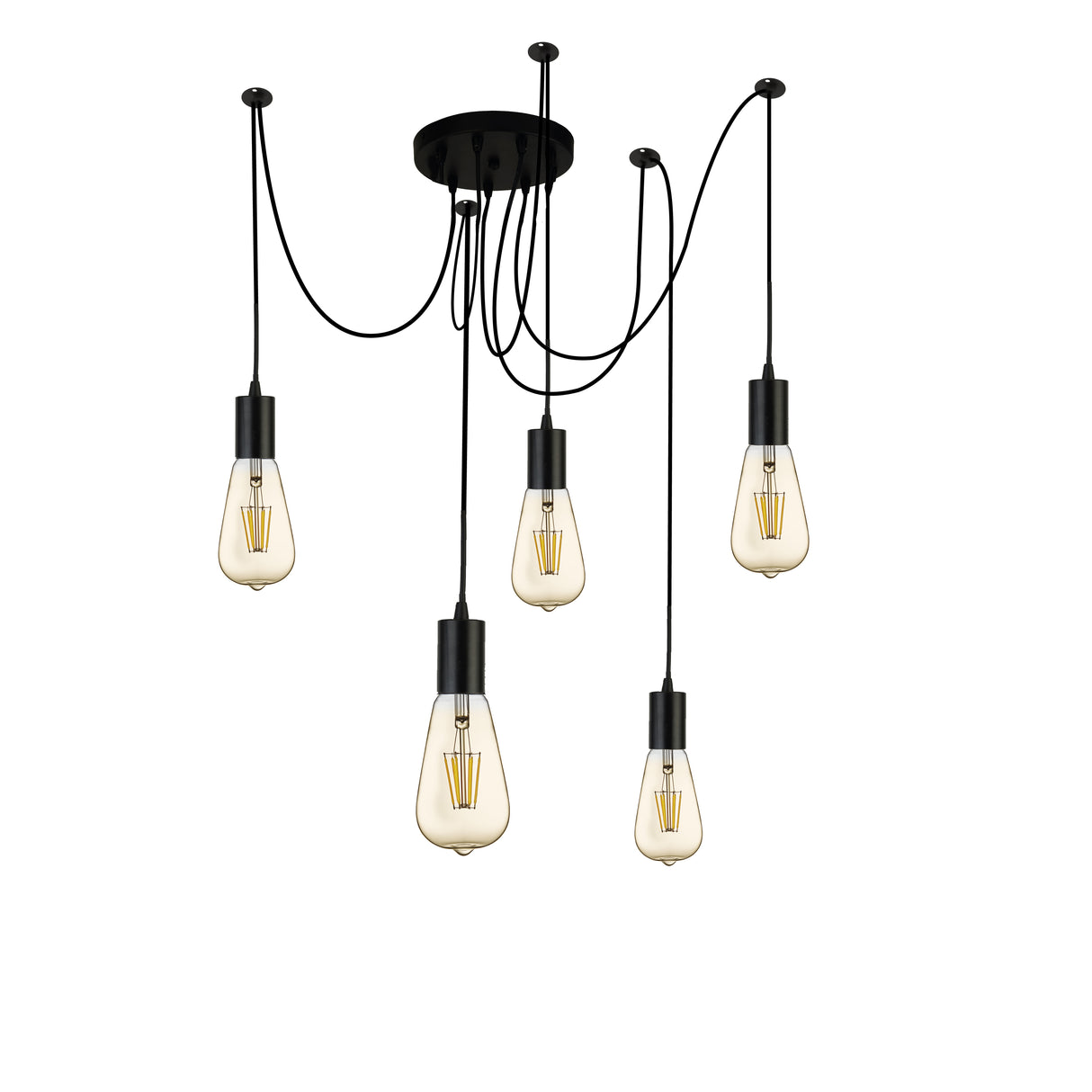 Searchlight Electric Squiggle 5Lt Pendant - Black Metal & Cables 9665-5BK