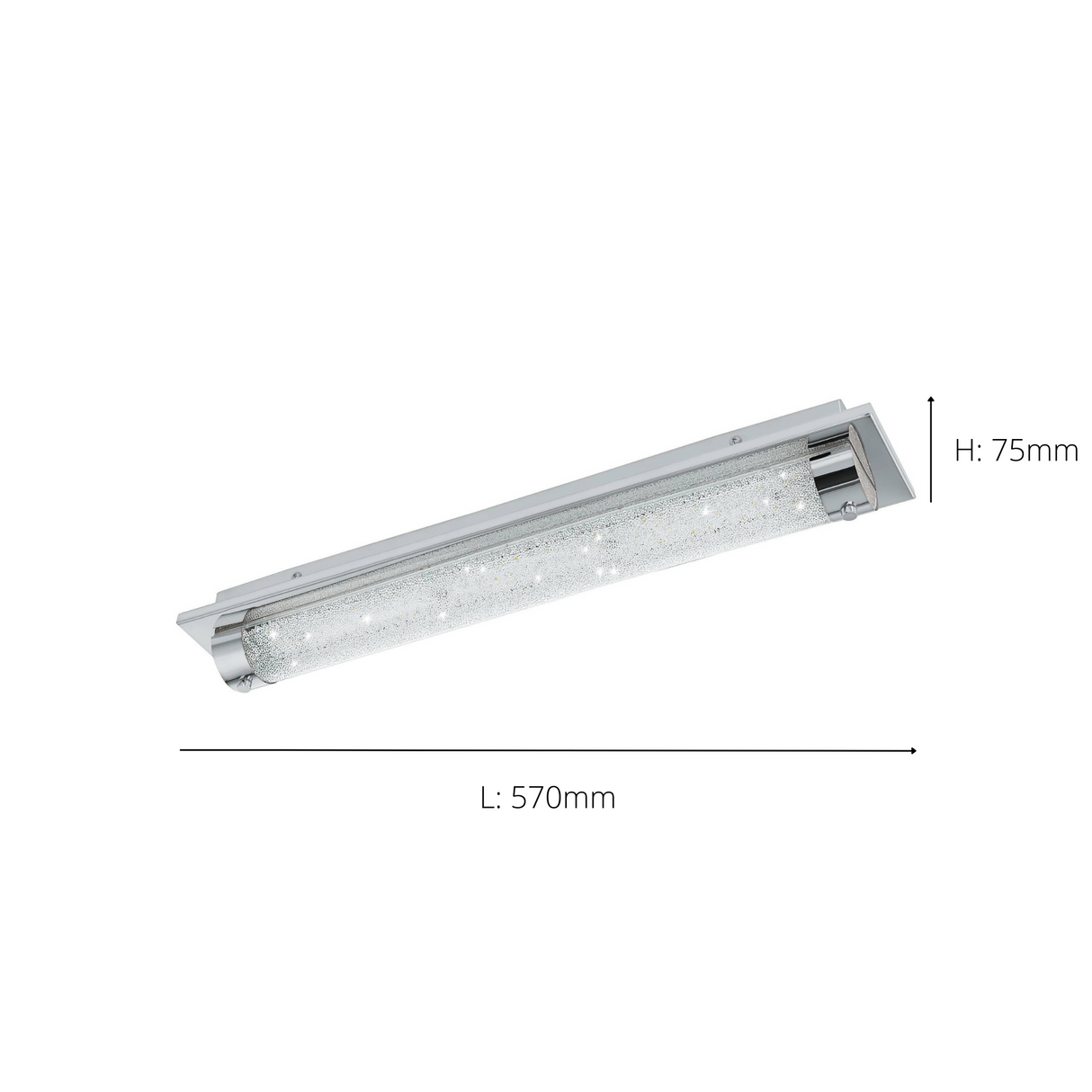 Eglo EU TOLORICO LED Bathroom Wall & Ceiling Light – 570mm Chrome, Clear Glass, Cool White, IP44