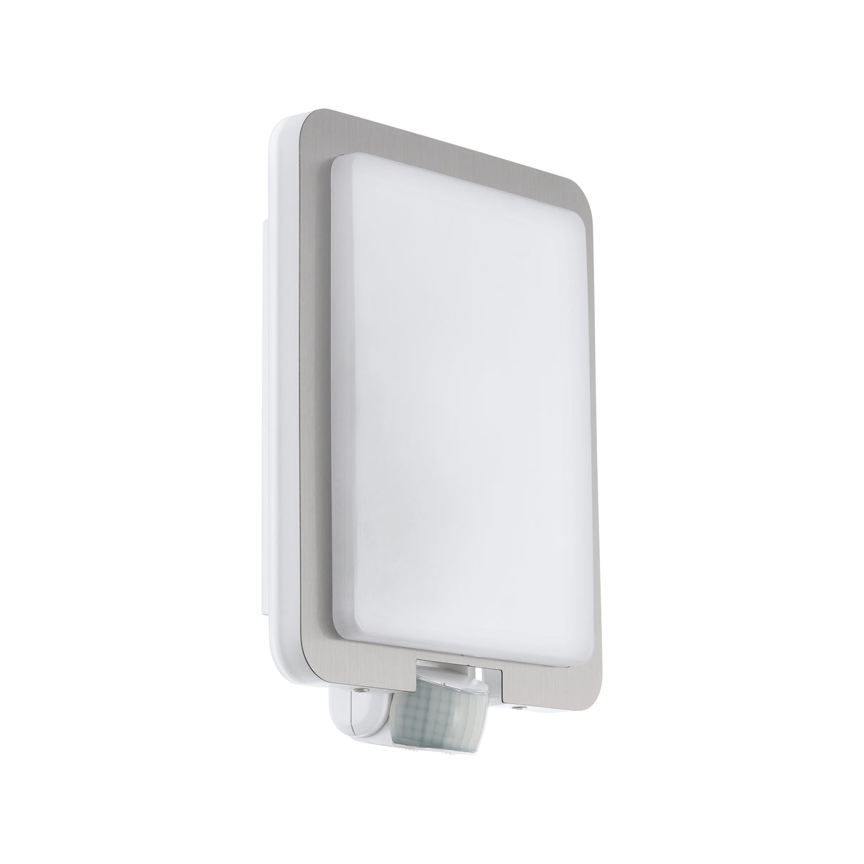 Eglo EU MUSSOTTO Outdoor Wall Light with Sensor – Stainless Steel & White, E27, Motion Sensor, Exterior Lighting