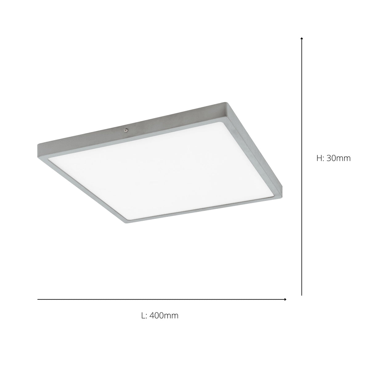 Eglo EU FUEVA?1 LED Ceiling Light – Ultra?Slim Square Surface Mounted Panel, Warm White, 2500?lm, Silver