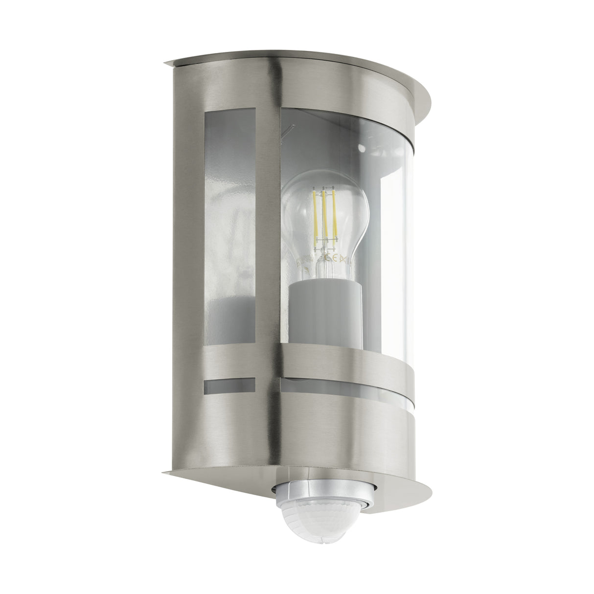 Eglo EU TRIBANO Outdoor Wall Light – Stainless Steel, Motion & Day/Night Sensor, E27, IP44 Exterior Lighting