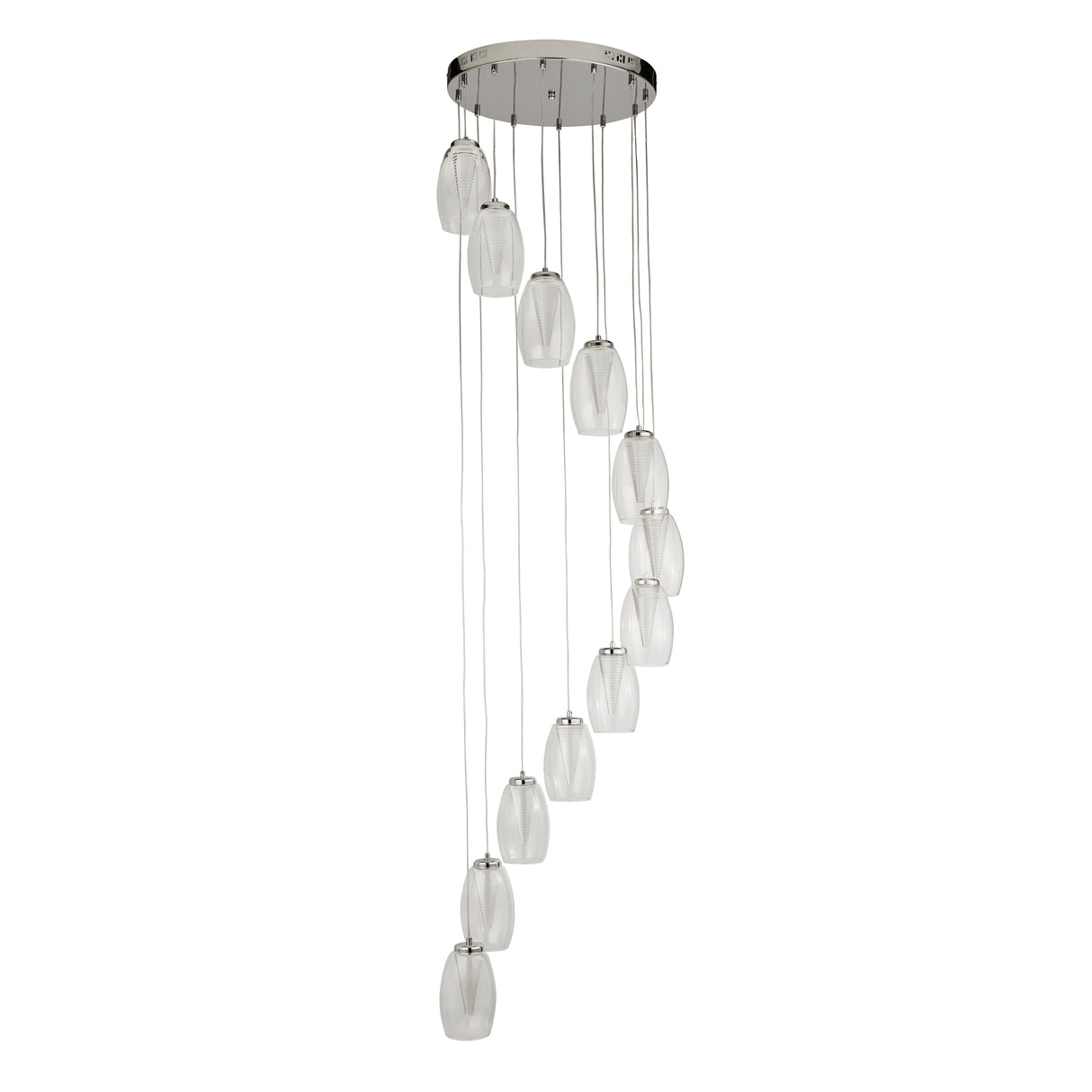 Searchlight Electric Cyclone 12Lt Pendant - Chrome & Clear Glass 97291-12CL