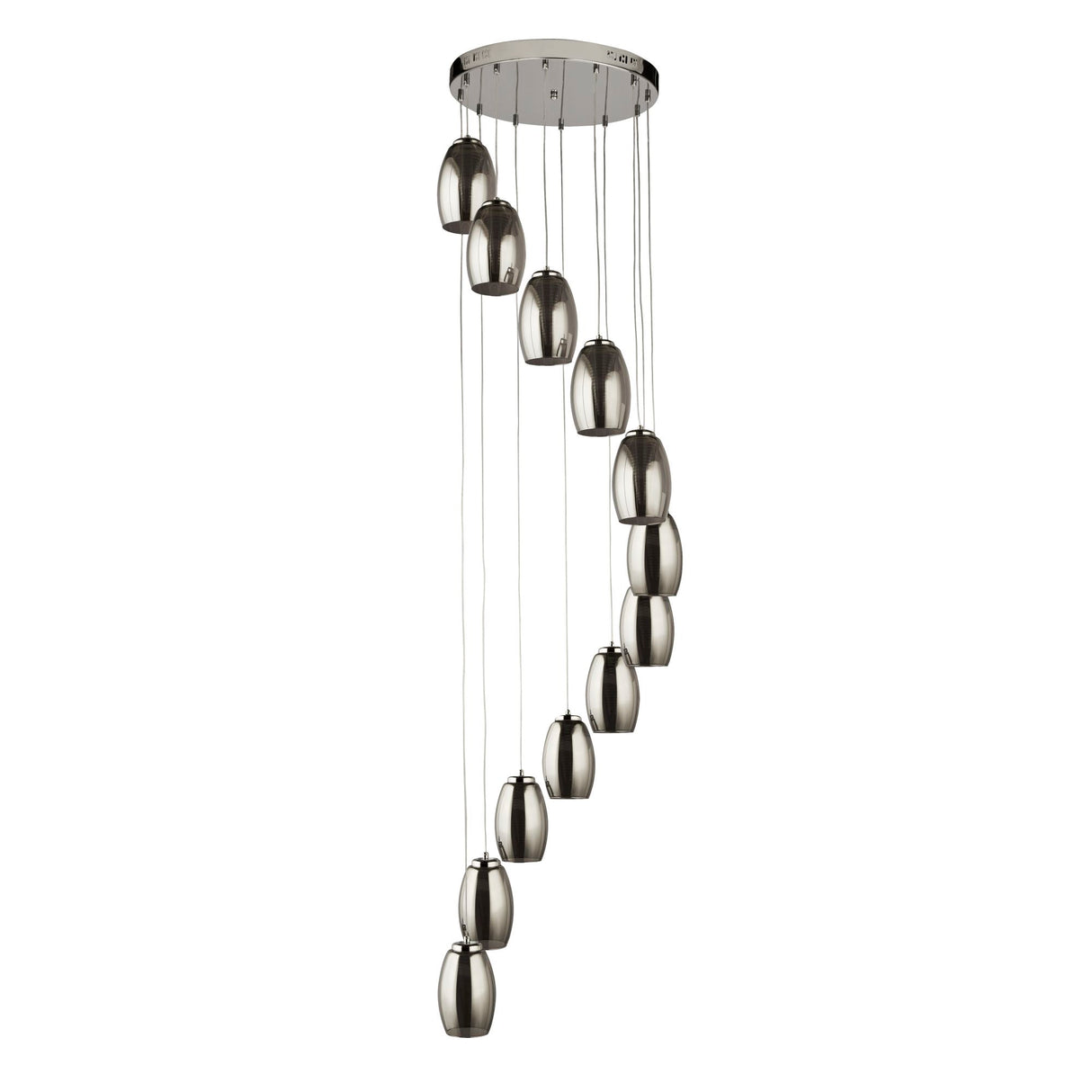 Searchlight Electric Cyclone 12Lt Multi-Drop Pendant- Chrome Metal & Smoked Glass 97291-12SM