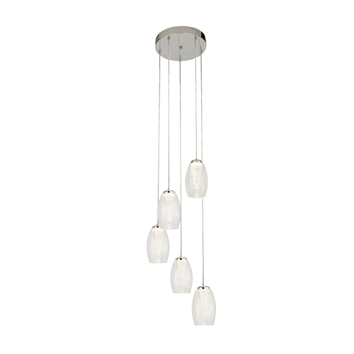 Cyclone 5Lt Multi-Drop Pendant - Chrome Metal & Glass