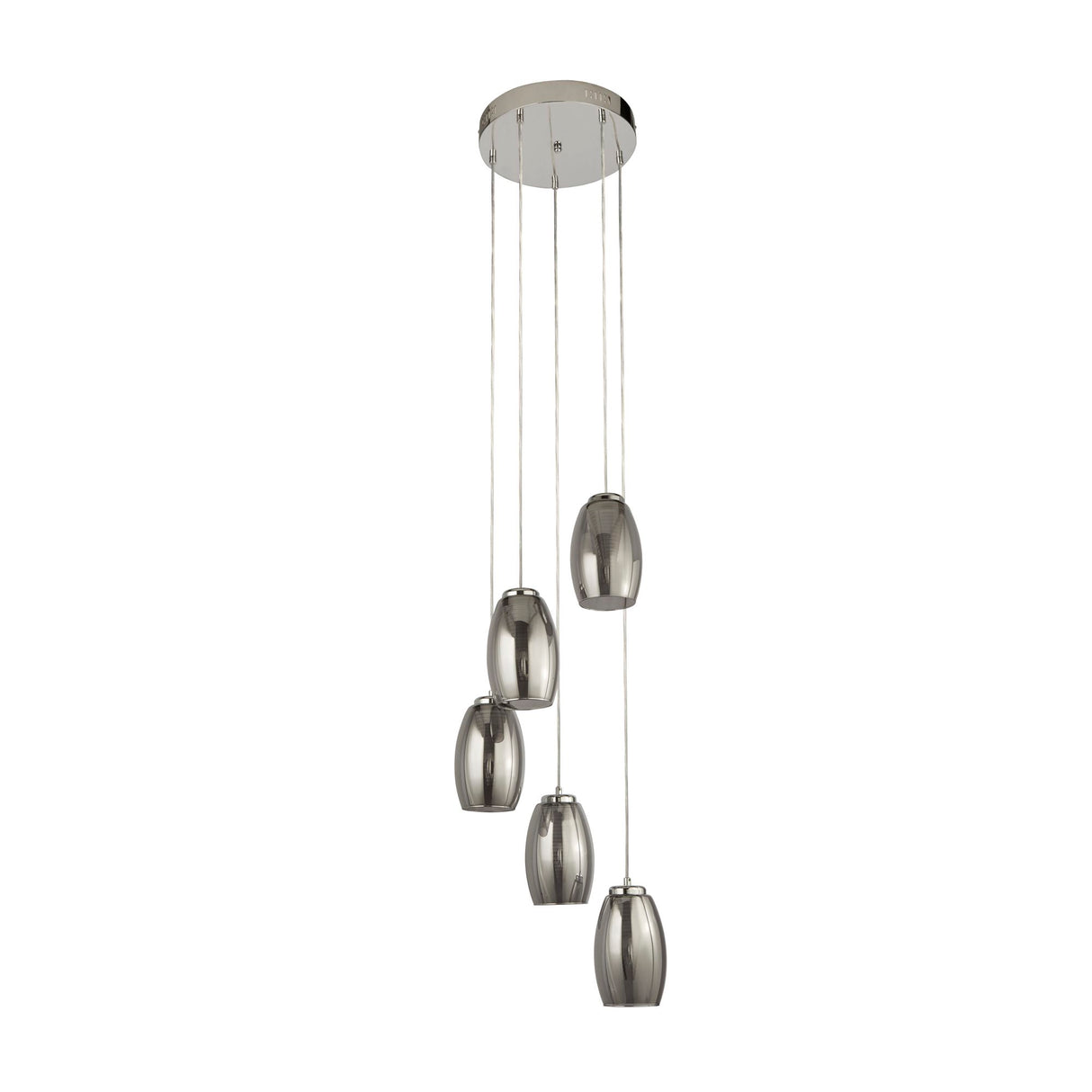 Searchlight Electric Cyclone 5Lt Multi-Drop Pendant - Chrome Metal & Smoked Glass 97291-5SM