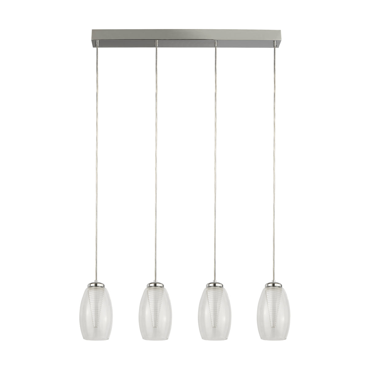 Searchlight Electric Cyclone 4Lt Bar Pendant - Chrome & Clear Glass 97292-4CL