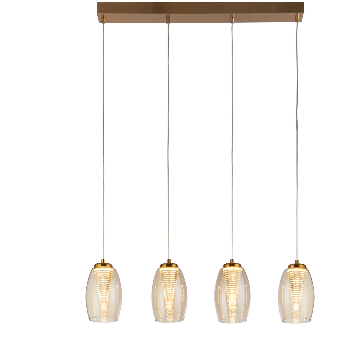 Cyclone 4Lt Bar Pendant - Bronze Metal & Champagne Glass