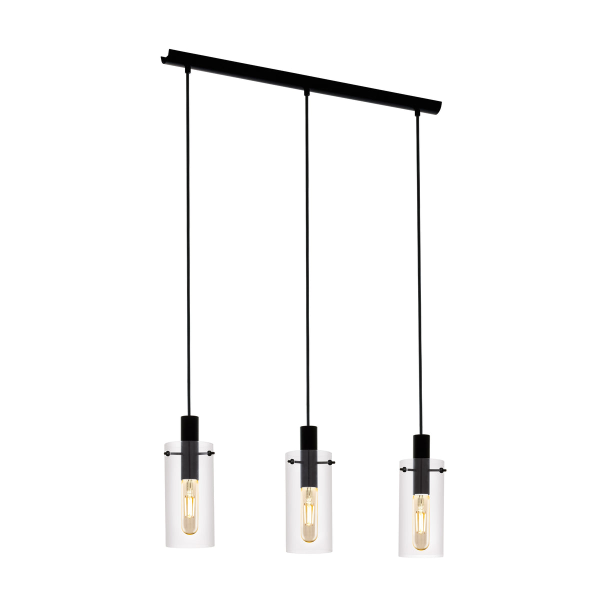 Eglo EU Montefino Industrial Black Steel 3 Pendant Light