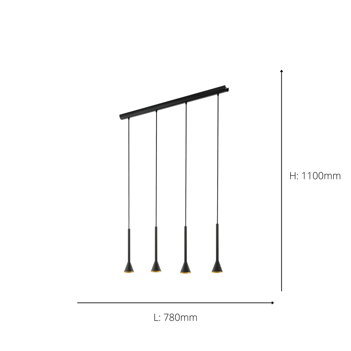 Eglo EU Cortaderas Steel Black & Gold LED 4-Light Pendant