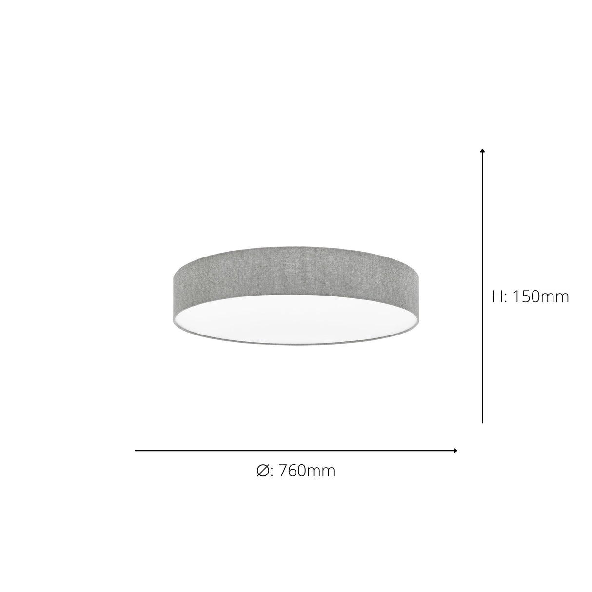 Eglo EU Pasteri Grey Fabric Ceiling Light