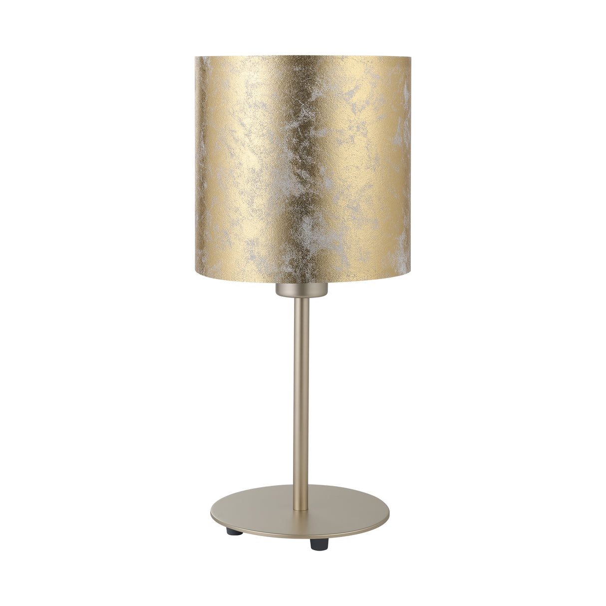 Eglo EU VISERBELLA Table Lamp – Champagne Steel with Gold Fabric Shade, E27, Indoor Lighting