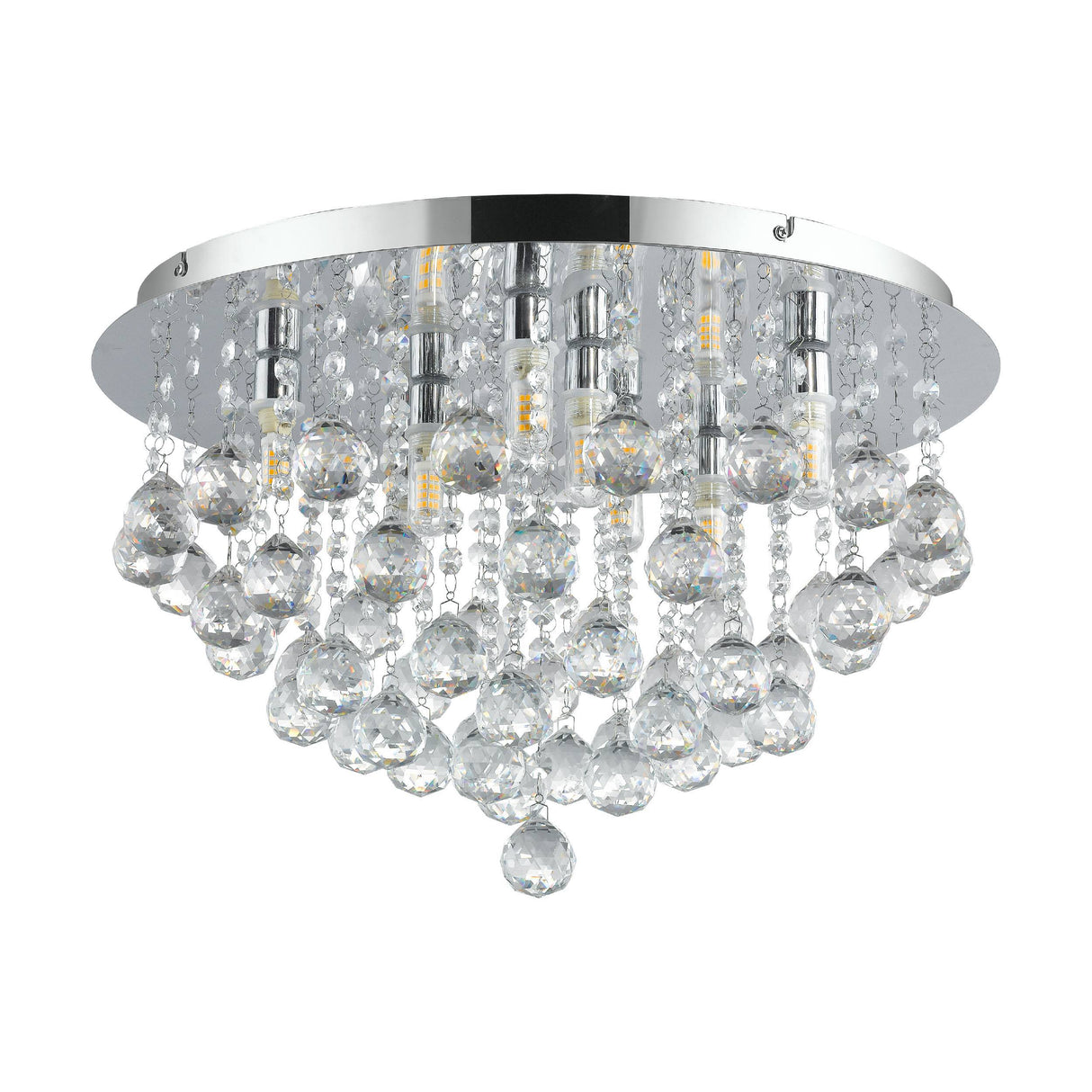 Eglo EU Almonte Clear And Chrome Crystal And Metal 8 Light (Inclusive) Flush Ceiling Fitting, (D) 50cm
