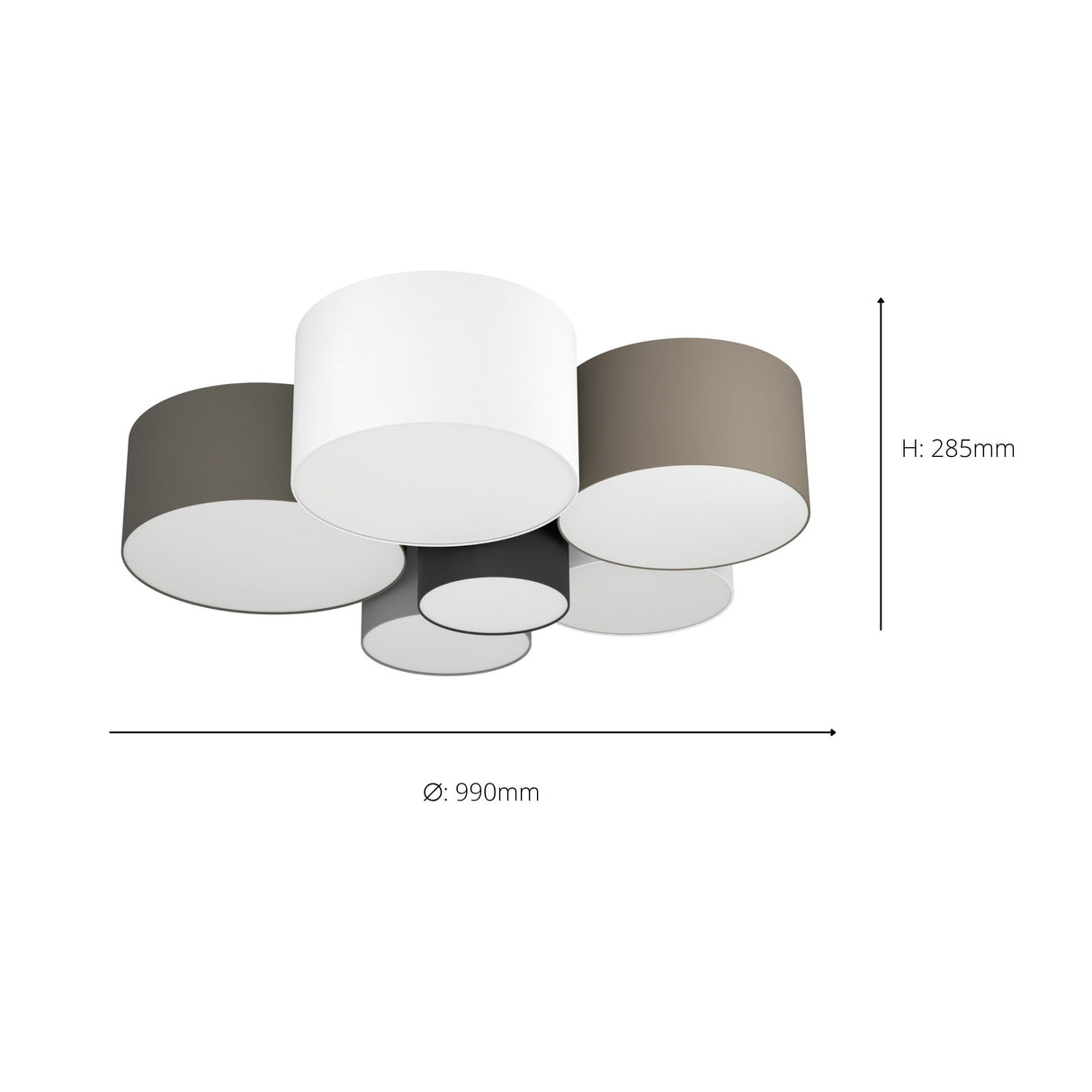 Eglo EU Pastore Triple Colour Steel & Fabric 6-Light Ceiling Light