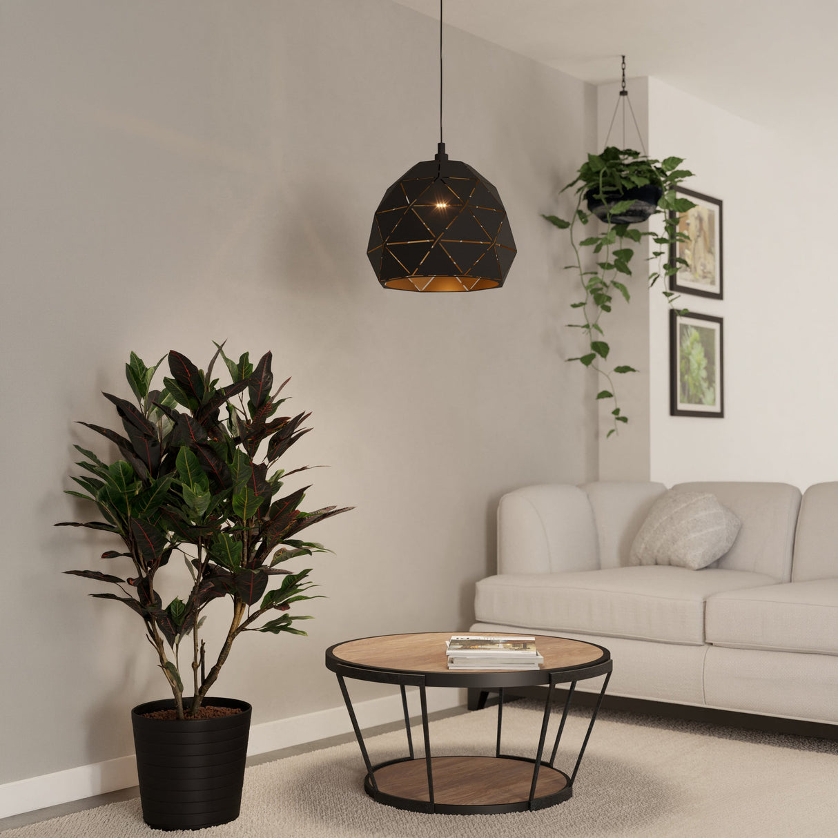 Eglo EU Bocadella 1 Black Steel Vintage Exposed 12-Light Ceiling Light