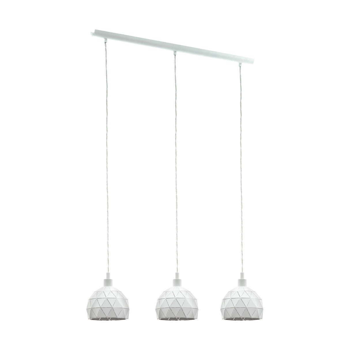 Eglo EU Roccaforte White Metal 3 Light Ceiling Pendant, (L) 75cm