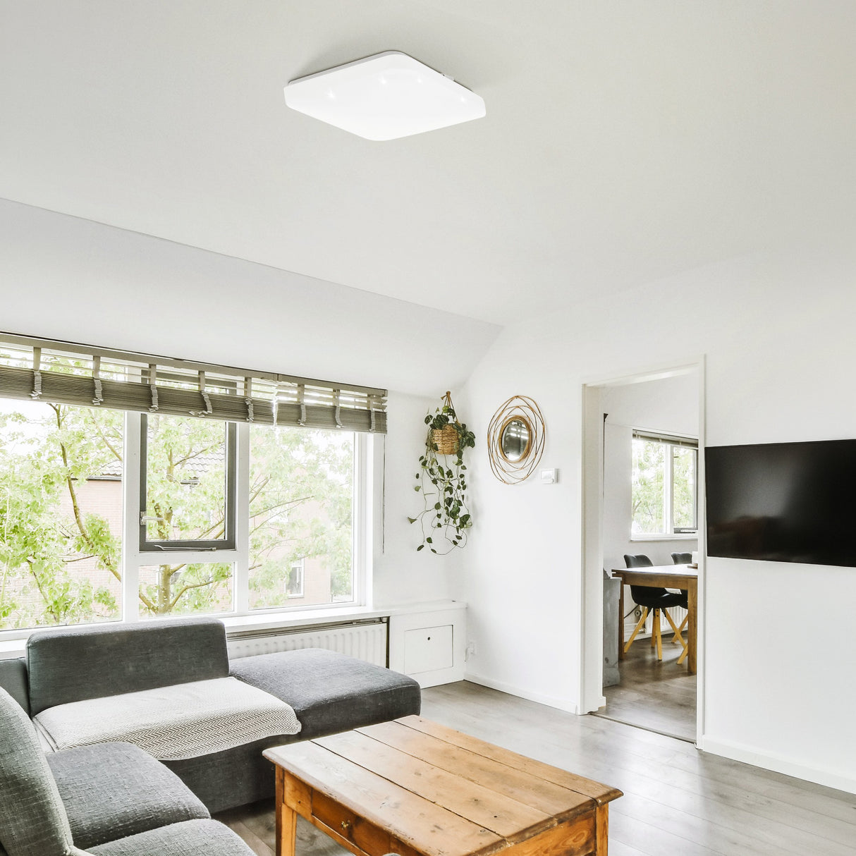 Eglo EU Frania Square White Wall/Ceiling Light, 43cm