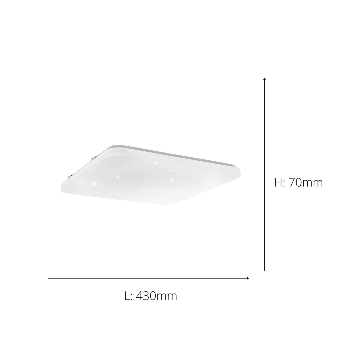 Eglo EU Frania-S Square White Crystal Effect Wall/Ceiling Light, 43cm