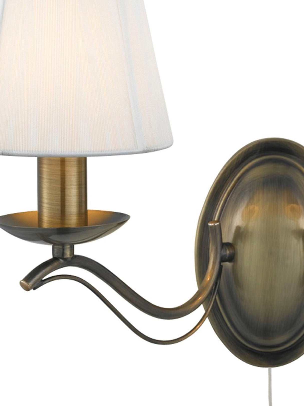 Searchlight Electric Andretti 2Lt Wall Light-Antique Brass & Ivory String Fabric 9822-2AB