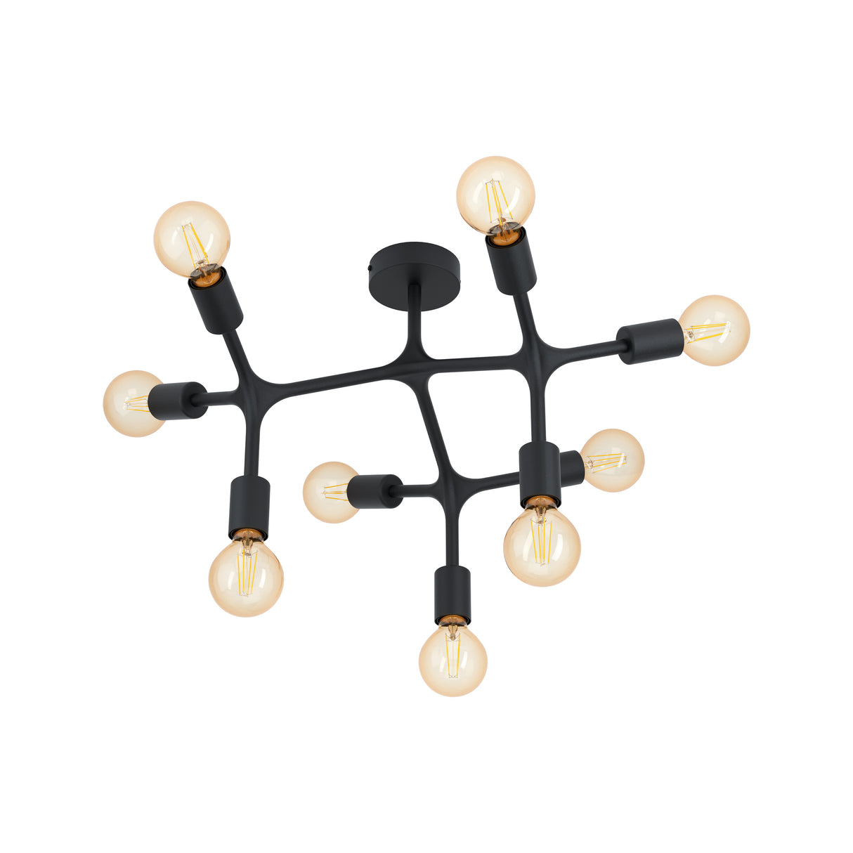 Eglo EU BOCADELLA 1 Ceiling Light – 640mm Black Steel, E27 Fitting