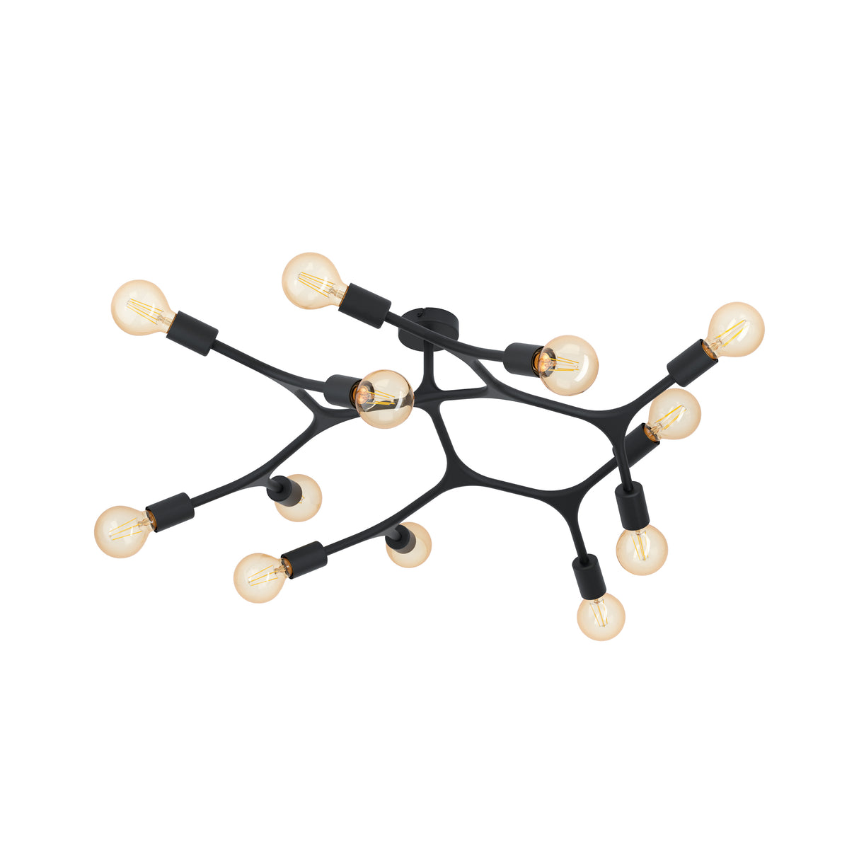 Eglo EU Bocadella 1 Black Steel Vintage Exposed 12-Light Ceiling Light