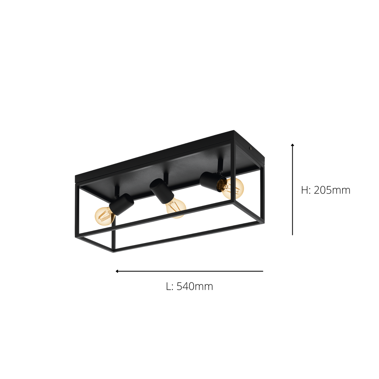 Eglo EU SILENTINA Ceiling Light – Black Steel Design, E27 Fitting, 540mm Indoor Ceiling Light