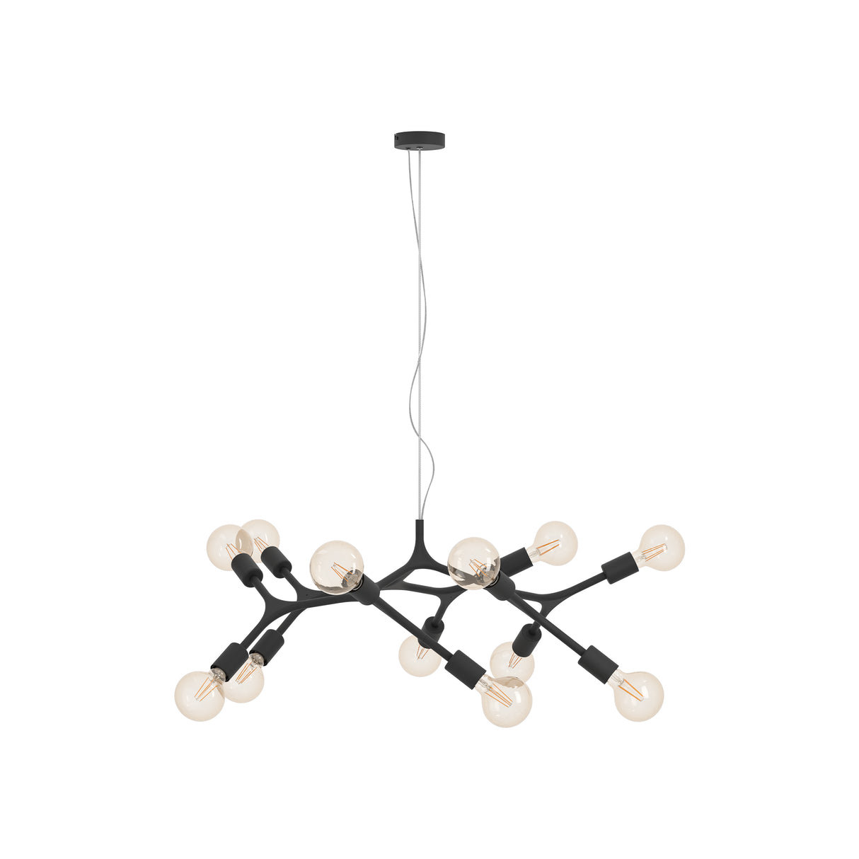 Eglo EU Bocadella Black Steel Vintage Exposed Bulb Pendant
