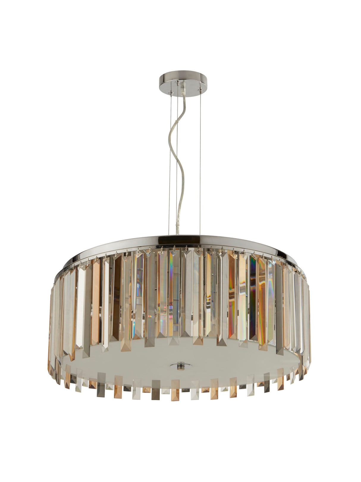Searchlight Electric Clarissa 5Lt Drum Pendant Convertible To Semi-Flush - Glass 9835-5CC