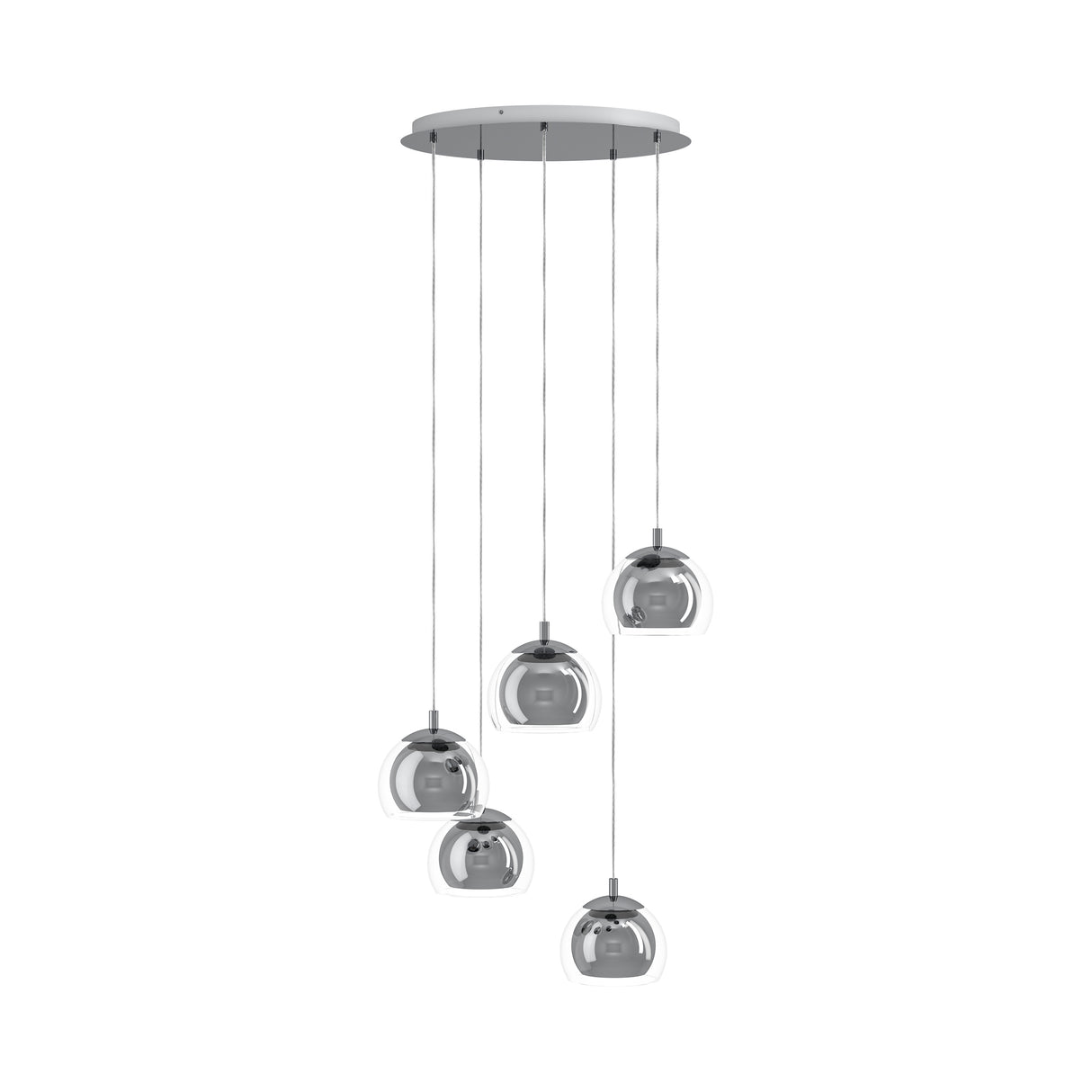 Eglo EU ROCAMAR?1 Pendant Ceiling Light – Chrome Steel with Clear Glass, E27, Height Adjustable, Indoor Lighting