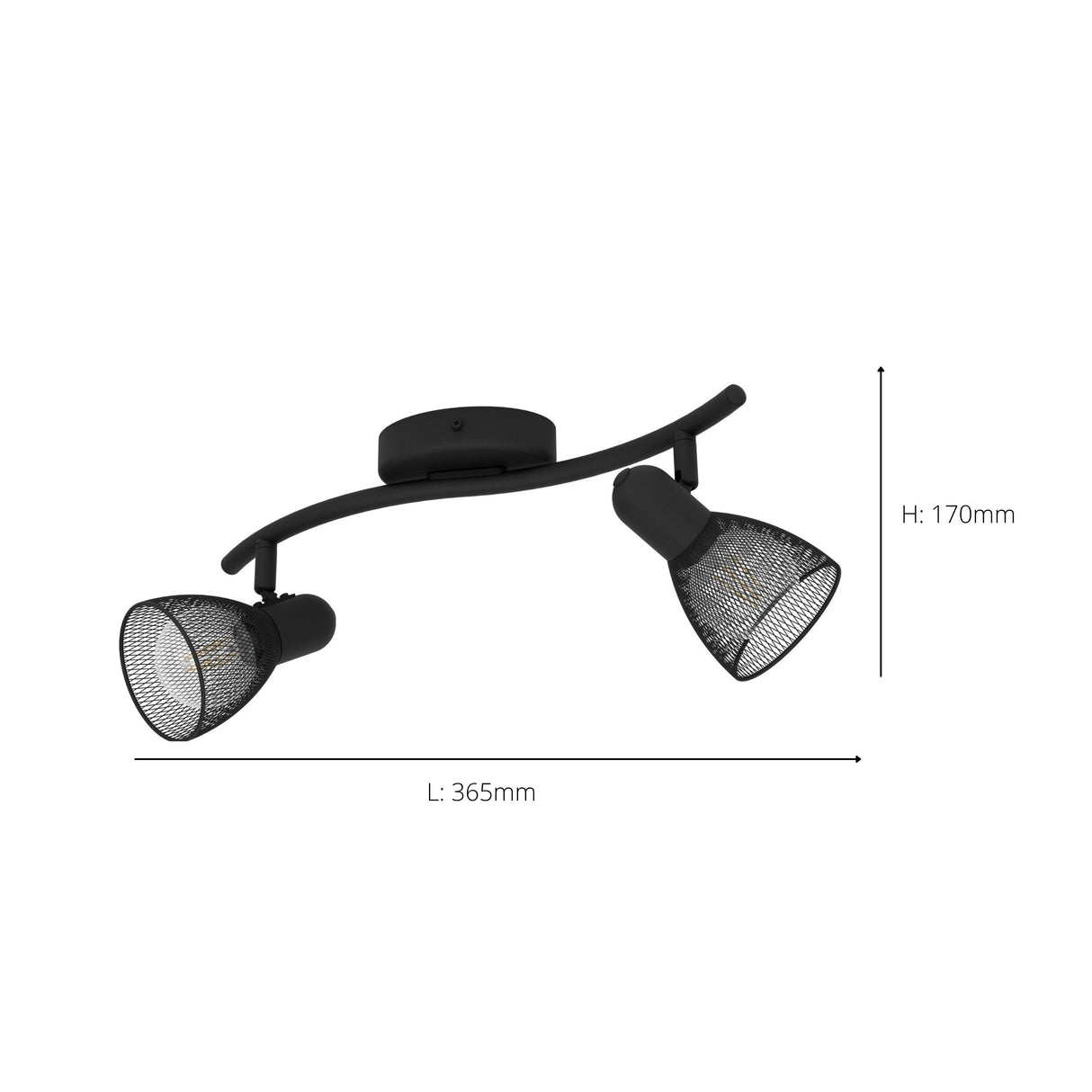 Eglo EU Carovigno Black Steel Mesh Contemporary 2-Light Spotlight