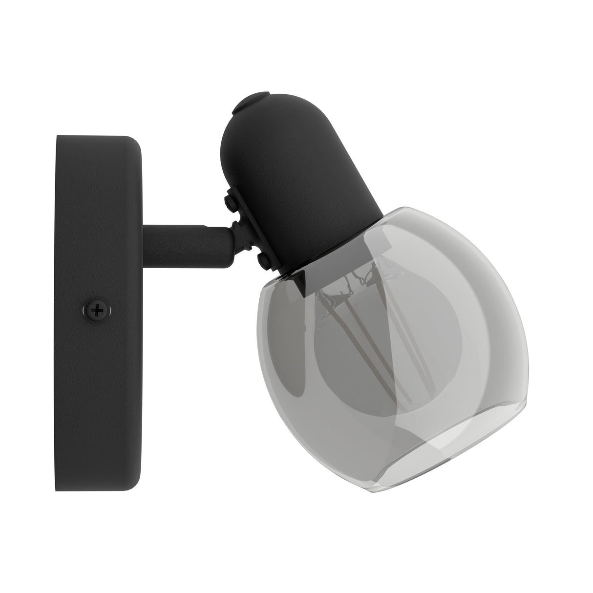 Eglo EU Pollica Black Steel & Glass Modern Single Spotlight